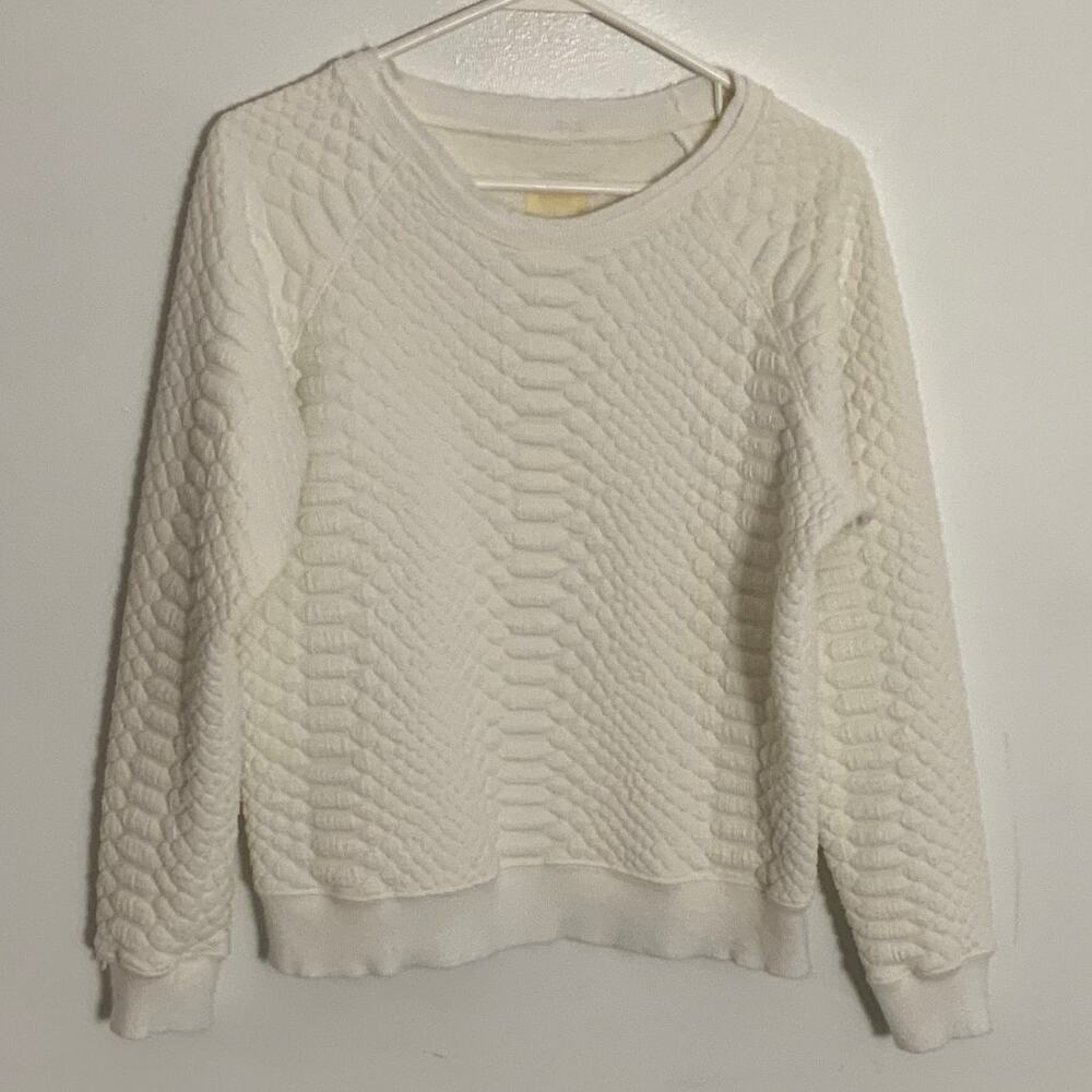Mother Jeans Cream cotton‎ textured sweater size xs